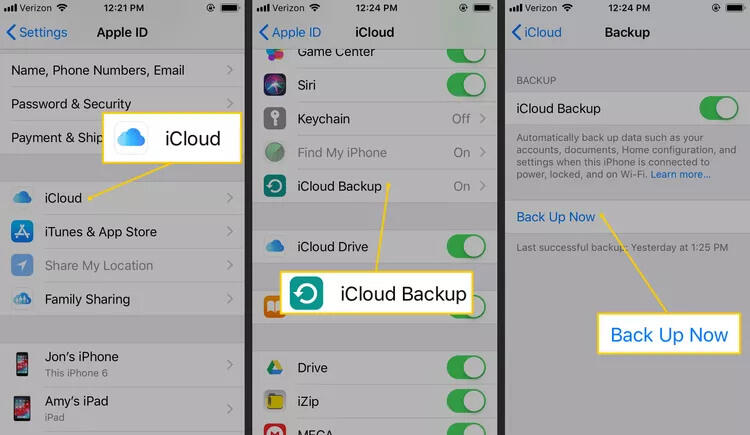 back up iphone with icloud