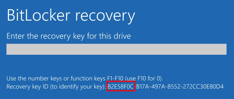 bitlocker recovery key id