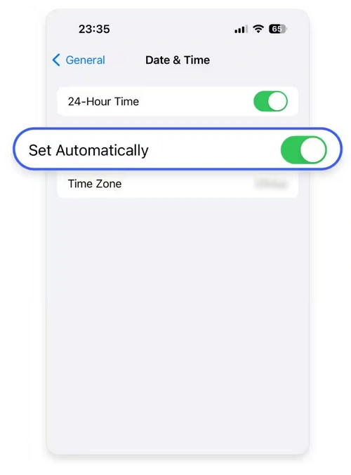 check date and time settings