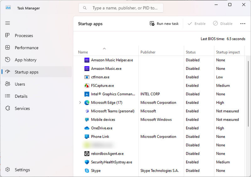 check startup apps in task manager