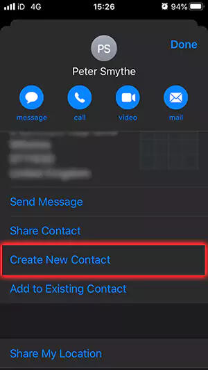 create new contacts on iphone