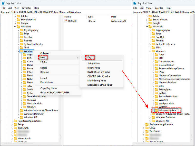 create windows update key