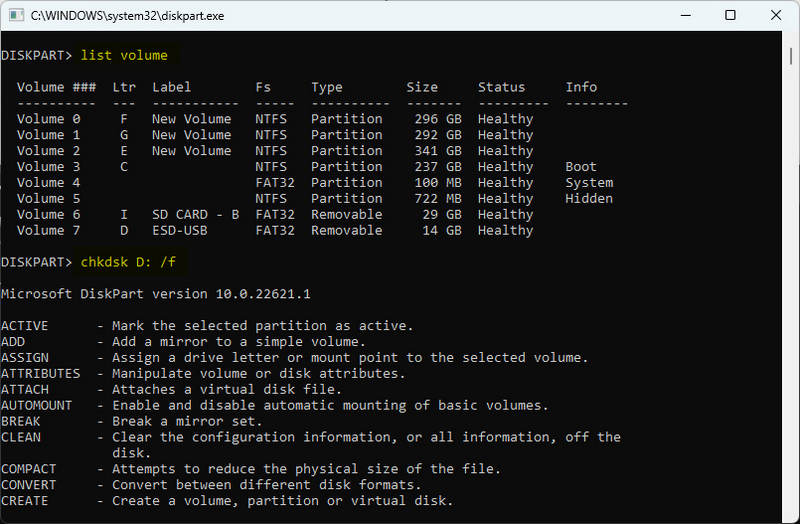 fix drives using cmd