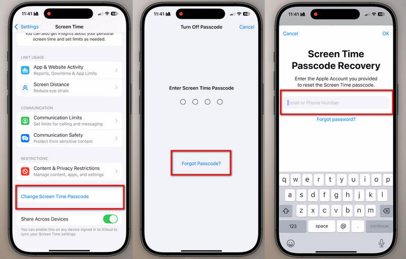 turn off screen time on iphone