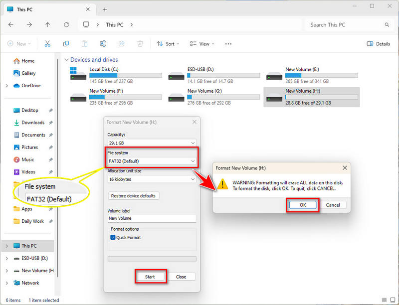 format sd card to fat32 with windows files explorer