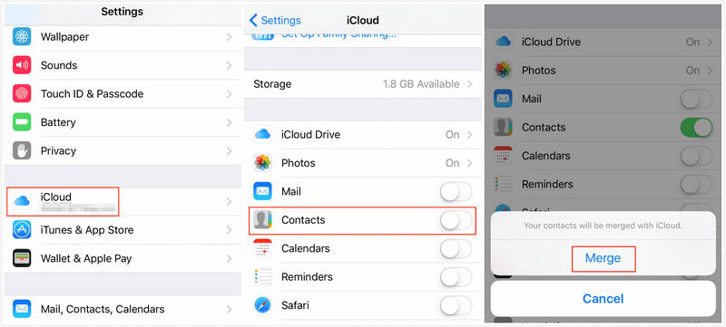merge contacts to new iphone