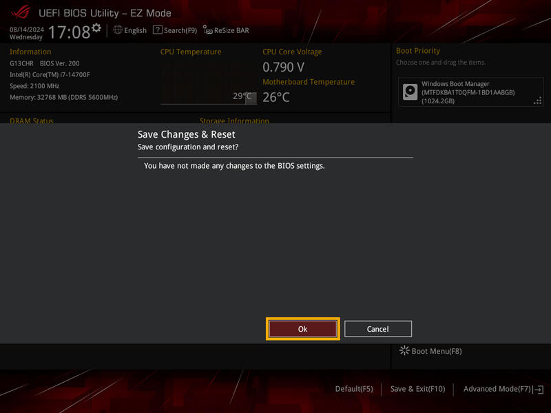 reset biosaudio settings