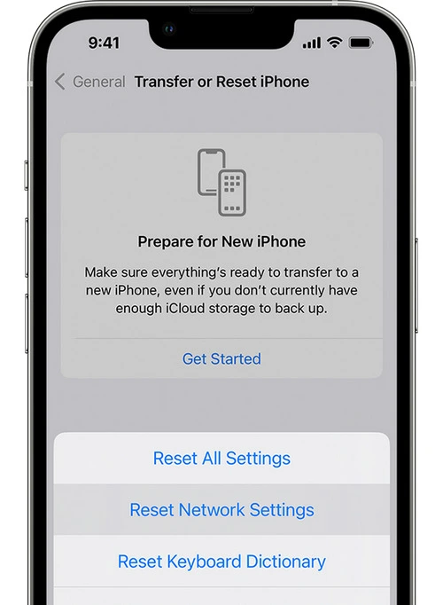 reset iphone network settings