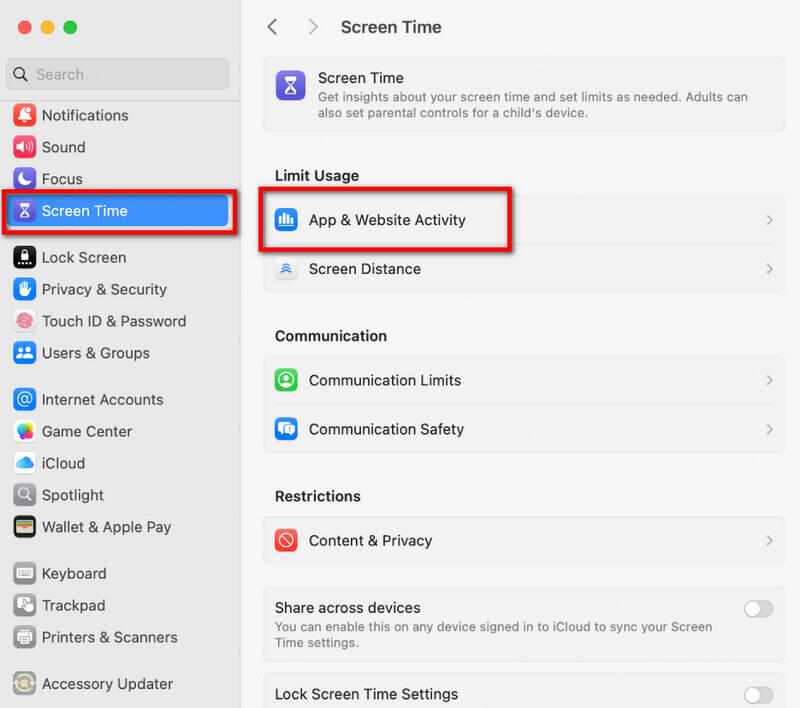 turn off screen time on mac