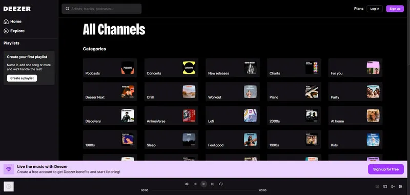 Unblocked Music Sites for School: deezer