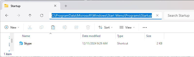 windows 11 startup folder location