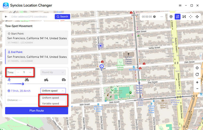 choose both the start and the end points