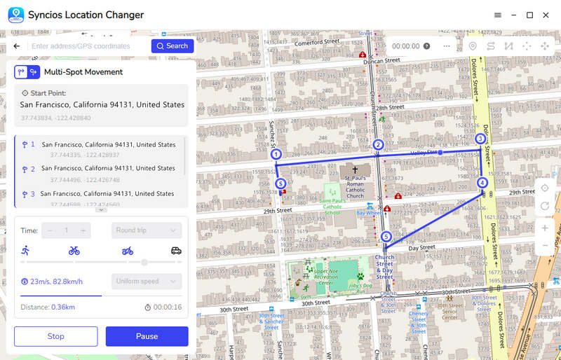 start moving among multiple spots