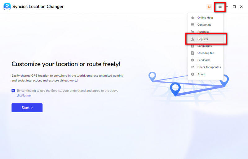 Syncios Location Changer Menu
