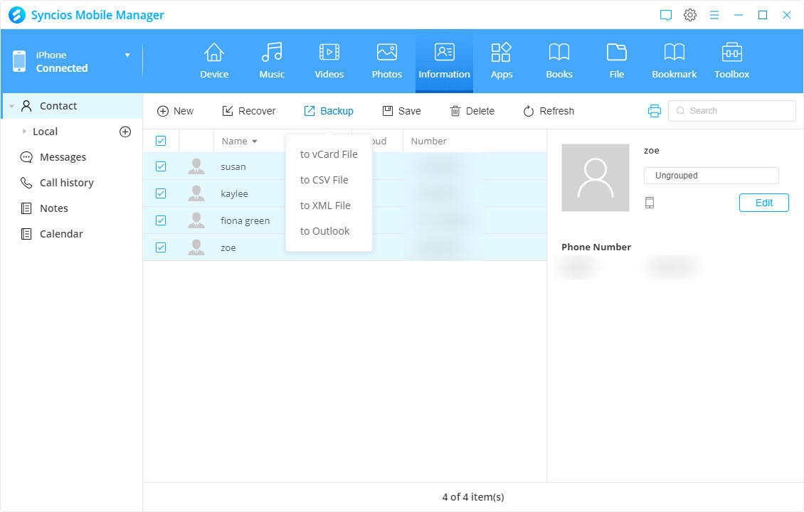 back up iphone contacts