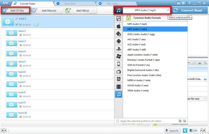 Add CD Files to Any Audio Converter
