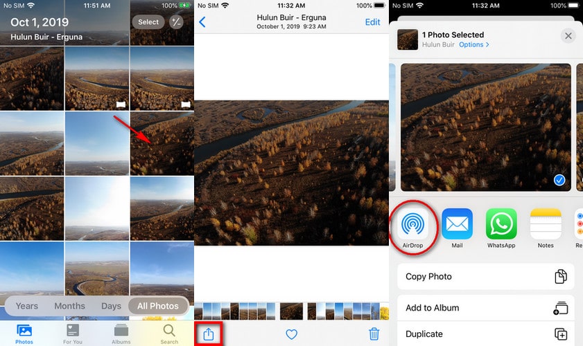 airdrop certain photo from iPhone to iPad