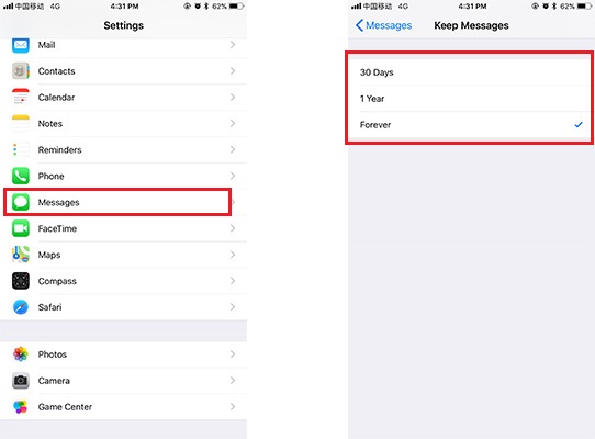 delete old messeges on iPhone in iOS 11