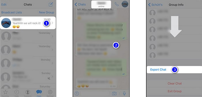 export WhatsApp chats to Samsung Galaxy Note 20 on iPhone