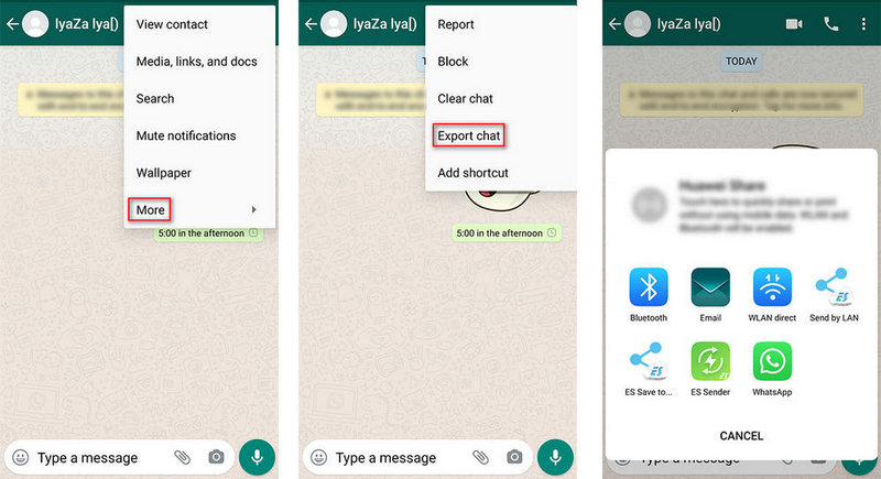 export whatsapp messages to Samsung Galaxy A51