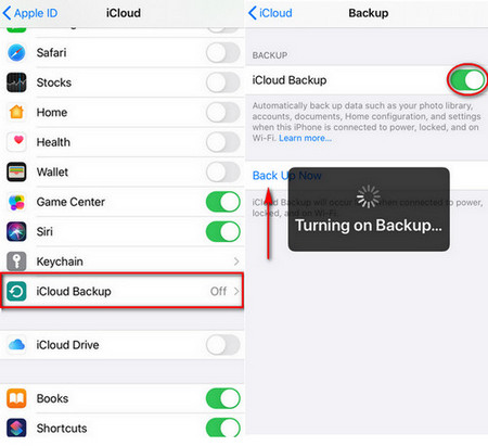 backup iPhone with iCloud