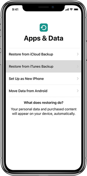 setup restore itunes backup to iphone 11