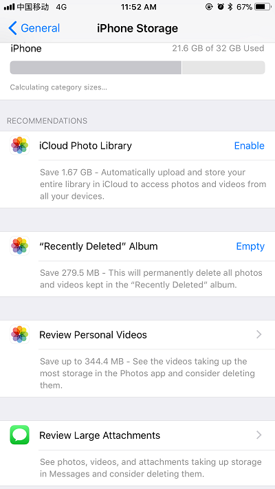 iPhone Storage Recommendations