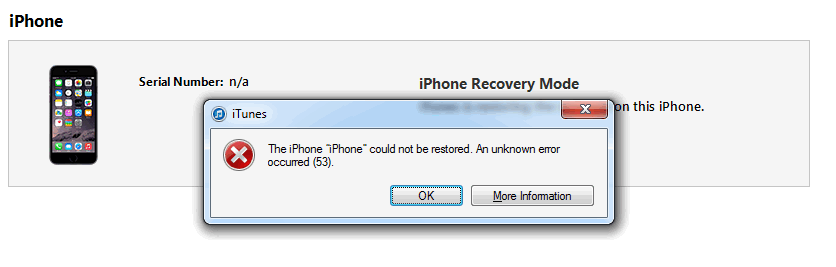 iTunes error 53 notification