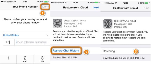 restore whatsapp messages to iOS 14 device 2020 from whatsapp icloud backup