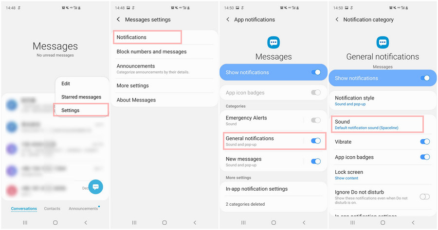 Set Text Messages Notification Ringtone on Samsung Galaxy Note 10