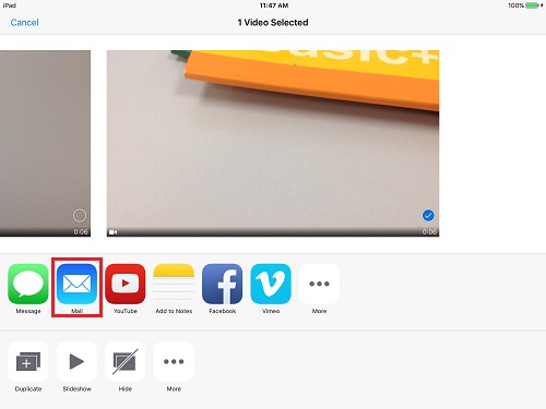 share iPad videos by using email