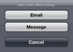 share voice memos from iPhone/iPod Contacts with email/message