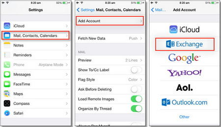 sync outlook contacts to iPhone with Exchange 