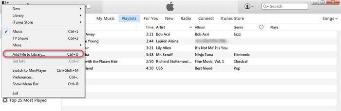 import music to iTunes library