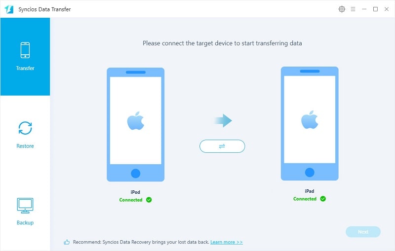 transfer data from iPod to iPad