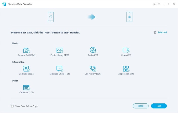 select contents to restore to Samsung Galaxy S20