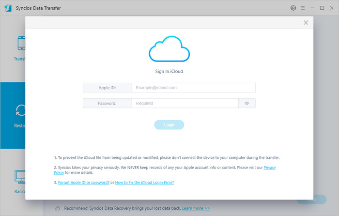 Sign in iCloud to restore iCloud Backup to iOS 13 devices