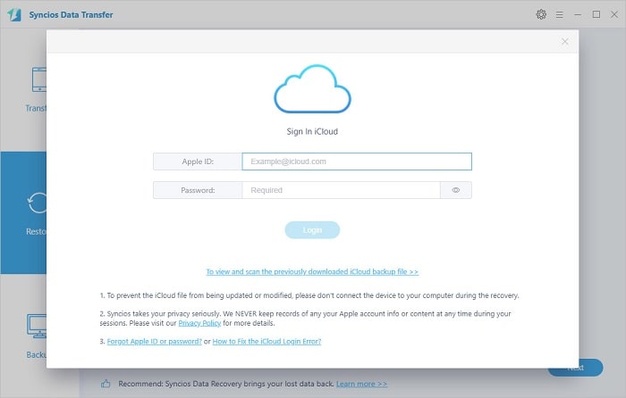 select iCloud backup file to OnePlus 6