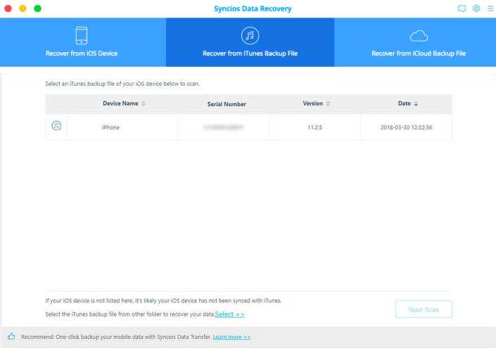 syncios iphone data recovery app