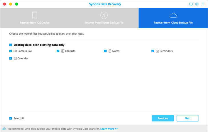 syncios data recovery apple