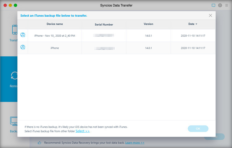 restore itunes backup to mobile phone