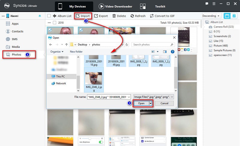 import photos from computer to Xiaomi Mi 10