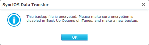 encrypted iTunes backup prompt