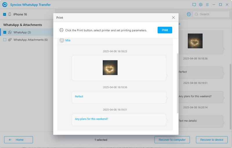 Print whatsapp chats