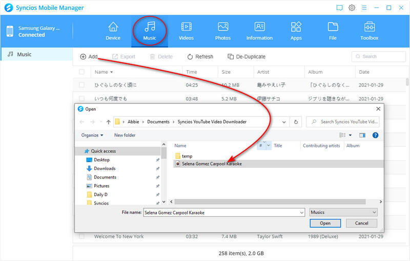 transfer downloaded music