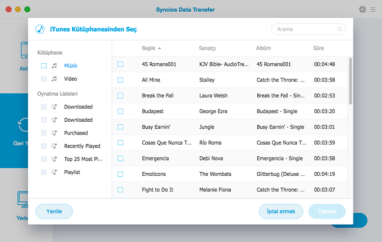 Restore iTunes playlist to device